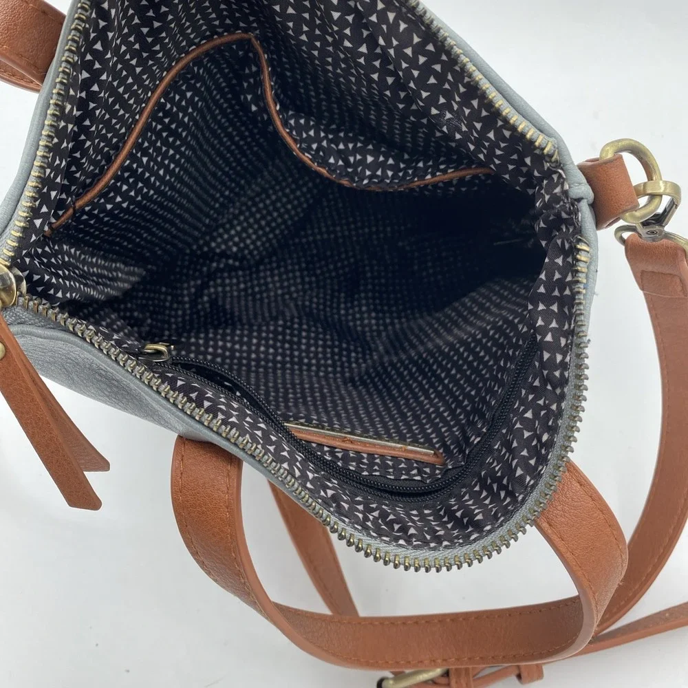 Antik Kraft Bree Crossbody Gray Blue Hand Bag Women's Double Handle Purse